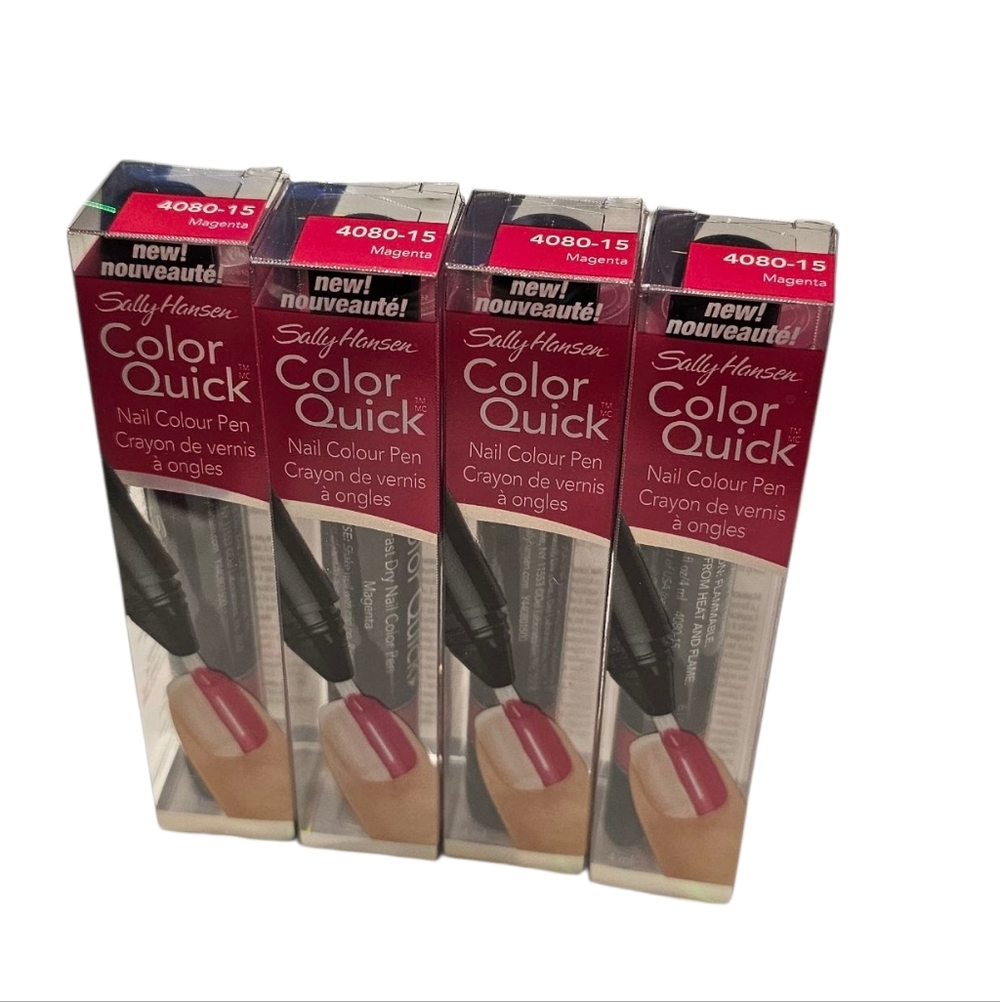 4 Sally Hansen Color Quick Fast Dry Nail Color Pen Pick Magenta 4080-15 Art Pen